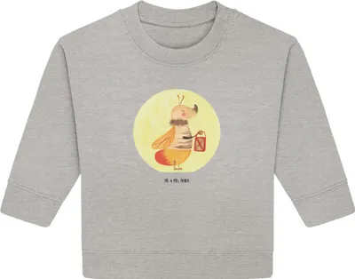 Produktbild von Mr. & Mrs. Panda Organic Baby Pullover Glühwürmchen 6. - 12. Monat - Heather Grey - Geschenk, Falter, Leuchten, Liebe, Liebesspruch, Lustige Sprüche, Bullover, Magisch