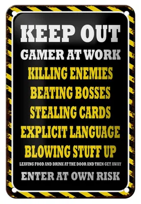 Produktbild von Blechschild Spruch 12x18cm Keep Out gamer at work killing