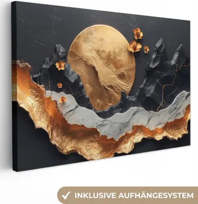 Obrázek produktu pro OneMillionCanvasses® - Obrazy na plátně - Umění - Zlaté - Moderní - Abstraktní, nástěnné umění, nástěnné dekorace Obývací pokoj, 120x80cm