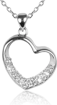 Produktbild von LUISIA Filigrane Damen Halskette mit Strass Herz- 925 Silber Schmuck mit Zirkonia Anhänger
