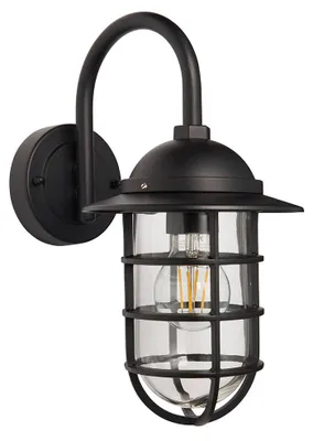 Immagine prodotto di Applique da esterno con calotta in metallo PORT, nero-trasparente, 1xE27x10W, alluminio, dimensioni: 34x18x27,2 cm, IP44, Endon