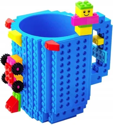 Produktbild von Große Bauklötze-Tasse 350 ml + Bauklötze-Set für Kinder, für kalte und warme Getränke, als Geschenk – Blau