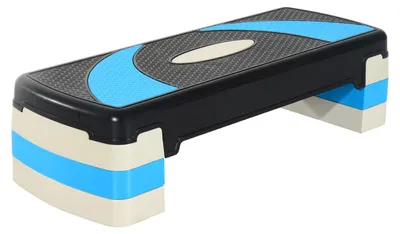 Produktbild von Aerobic-Stepptritt, rutschfeste Fitness-Steppplatte mit 3 H?henstufen (10/15/20 cm), Stepper-Plattform fš¹r Heimtraining und Gymnastik, Belastbarkeit 150 kg, 80 x 31 x 20 cm, Blau
