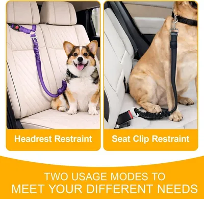 Produktbild von Hundegurt für das Auto, 2 Stück Anschnallgurt für Hunde, Autogurt mit elastischer Ruckdämpfung, verstellbares Sicherheitsgeschirr für große, mittlere und kleine Hunde