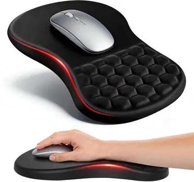 Productafbeelding van Muismat Ergonomisch - Muismat met Polssteun - Muismat Gaming - Muismat Antislip - Muismat 30x20 cm - Traagschuim Kussen