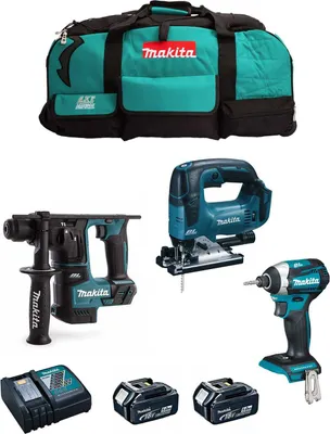 Produktbild von MAKITA Kit MK303 (DHR171 + DTD154 + DJV182 + 2 x 5,0 Ah + DC18RC + LXT600)