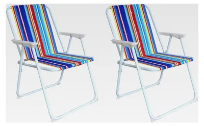 Produktbild von 2 Stück Faltstuhl Regenbogen gestreift Campingstuhl Anglerstuhl Regiestuhl Gartenstuhl