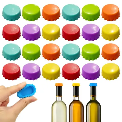Silikon-Flaschenverschlüsse, 24 Stück, 6 Farben, wiederverwendbar