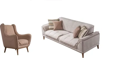 Produktbild von Villa Möbel Sofa Set Cuba Creme Stellvariante:3+1 Relax- und Bettfunktion, pflegeleichter Mikrofaser Samtstoff