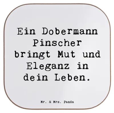 Produktbild von Mr. & Mrs. Panda Untersetzer für Gläser Spruch Dobermann Pinscher - Weiß - Geschenk, Tischuntersetzer, treue Begleiter, Hunderassen Beschreibung, Charakter, Wachhund