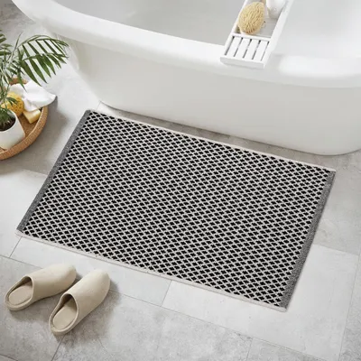 Zdjęcie produktu dla Mata łazienkowa Dariana Soma, 100% bawełna, 50 x 80 cm, czarna – antypoślizgowa mata łazienkowa
