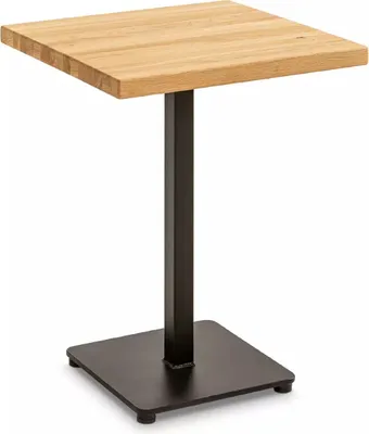 Obrázek produktu pro Casadolce bistro stůl MANTI, 60x60x76 cm, barva dub, deska z masivního dřeva, kovový sloupek