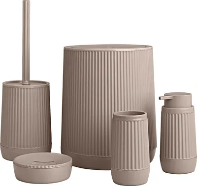 Imagen del producto de OKYANUS | Set de baño - Nida - 5 piezas - Marrón claro - Diseño moderno - Materiales de alta calidad