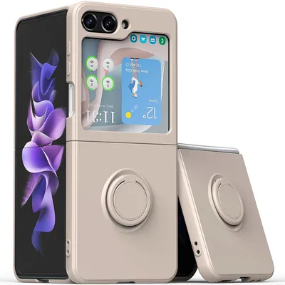Obrázek produktu pro Pouzdro pro Samsung Galaxy Z Flip 5 odolné proti poškrábání, měkký silikon pouzdro s prstencovým držákem a stojánkem Růžový