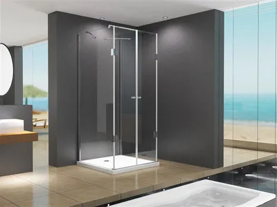Produktbild von BuyLando Emma 90x120x90 cm H:195 cm U-Form Duschkabine Hochwertiges Glas inkl. Duschtasse + Siphon