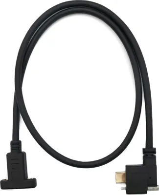 Produktbild von SYSTEM-S USB 3.1 Kabel 60 cm Typ C Stecker zu Buchse Schraube Winkel in Schwarz