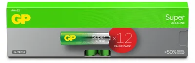 Produktbild von GP Batteries Super Alkaline GP15A, Einwegbatterie, AA, LR06, Alkali, 1,5 V, 12 Stück(e), Cd (cadmium), Hg (Quecksilber)