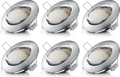 Image de Brandson 6x LED Spot à encastrer, éclairage encastré, plafonnier encastré, spot de plafond à intensité variable et orientable avec cadre en aluminium, blanc chaud
