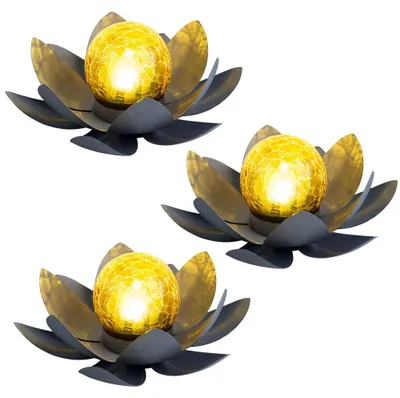 Produktbild von 3x LED Solarleuchte, Lotusblume, 25 cm