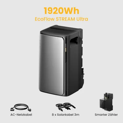 Produktbild von Balkonkraftwerk Speicher 1920Wh EcoFlow Stream Ultra All-in-One 4 MPPT Speicher mit Smarten Zähler
