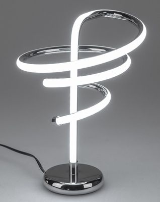 Moderne Spiral LED Tischlampe warmweiß silberfarben Lampe 42cm 1 Meter Kabel und Schalter Stimmungsbeleuchtung
