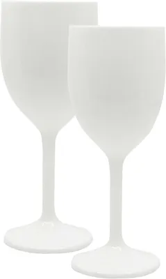 Trinkgläser 2 Stück, 300 ml, wiederverwendbar, Kunststoff, Weiß