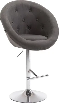 Image de Tabouret de bar CLP London V2 en tissu, pivotant et réglable en hauteur, couleur taupe, piètement noir