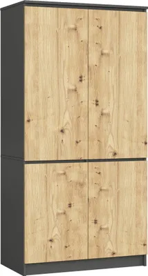 Produktbild von Akord 4-Türiger Kleiderschrank Graphit/Artisan-Eiche 90X51X180 Cm