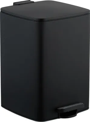 Image de Poubelle de cuisine Relaxdays, 20 litres, seau intérieur amovible, pédale, avec sac poubelle, poubelle à pédale, en fer, noire