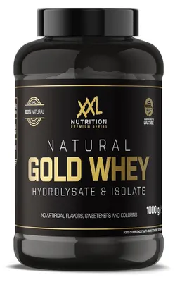 Produktbild von XXL Nutrition - Natural Gold Whey - Der Goldstandard Protein Pulver, Nur Hydrolysat & Molkenisolat von Höchster Qualität, 100% Natürlich - 1000 Gramm - Vanilla