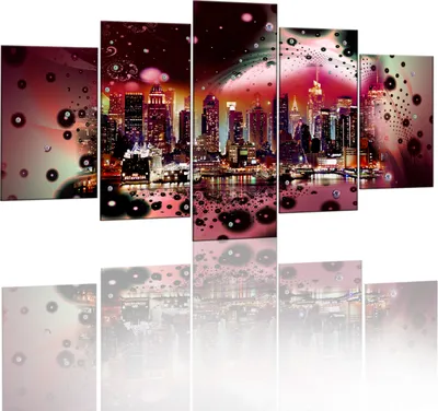 Produktbild von Modernes Wandbild 051463 (100x50) - 5 Teilig Bilder Fotografie auf Vlies Leinwand Foto Bild Dekoration Wand Bilder Kunstdruck New York