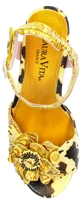Produktbild von Laura Vita Damen Sandale florales Ornament Kuhmuster Leder NINO 324, Größe:38 EU, Farbe:Gelb