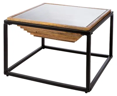 Produktbild von Gilde Beistelltisch, quadratisch, "Moorea", Metall, braun, schwarz, VE 1, L. 60 cm, B. 60 cm, H. 40 cm 53354