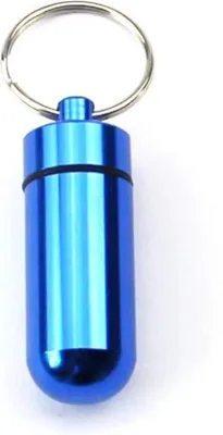 Produktbild von CHPN – Wasserdichter Schlüsselanhänger – Medikamentenetui – – Pillenetui – Schlüsselanhänger Blau – Aluminium