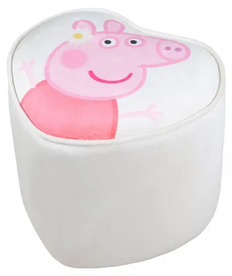 Produktbild von roba Kinderhocker im Peppa Pig Design - Hocker für Mädchen & Jungen ab 18 Monaten - Belastbar bis 60 kg - Polsterhocker in Herzform - Beige