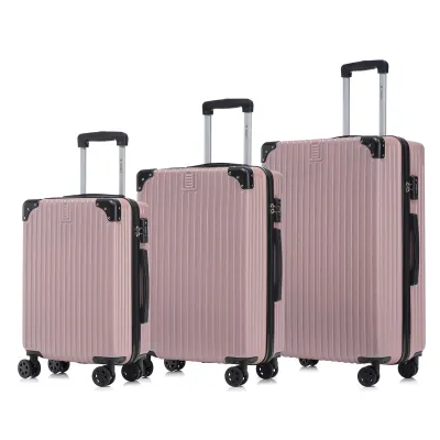 Produktbild von yonsly Premium Reisekoffer TSA-Schloss,YKK-Reißverschluss Hartschalen-Koffer Kabinenkoffer Rollkoffer Suitcase Handgepäck  (Roségold, M-L-XL-Set)