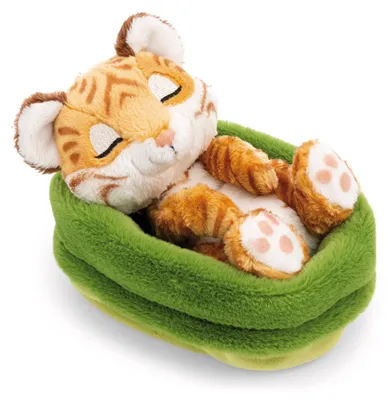 Produktbild von NICI Plüsch Tiger 12cm schlafend im Körbchen braun 12cm