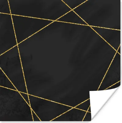 Produktbild von MuchoWow® Poster Geometrisches Muster aus goldenen Linien auf schwarzem Hintergrund 30x30 cm - Wandposter - Printing