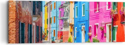 Produktbild von Bild auf Leinwand - Leinwandbild - Straße Haus Blumen - 90x30cm - Wand Bild - Wanddeko - Wandbilder - Leinwanddruck - Bilder - Kunstdruck - Wanddekoration - Leinwand bilder - Wandkunst - CA90x30-3825