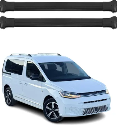 Produktbild von Dachträger Gepäckträger für VW Caddy 2020-2025 Relingträger Aluminium Schwarz 2x