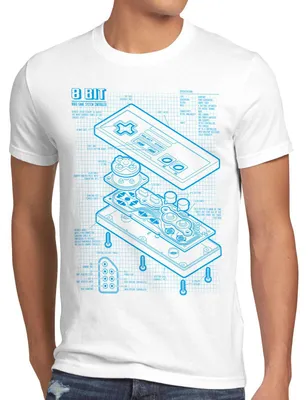 Produktbild von style3 8-Bit  Controller Blaupause Herren T-Shirt classic 8-Bit mario