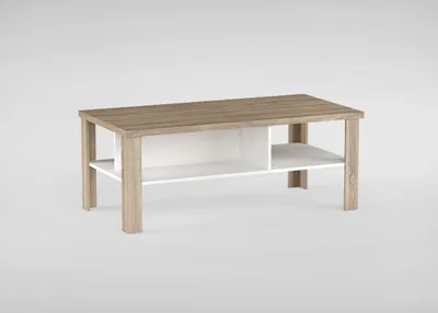 Produktbild von Couchtisch Madryn 03, Farbe: Eiche Sonoma / Weiß - 120 x 60 x 50 cm (B x T x H)