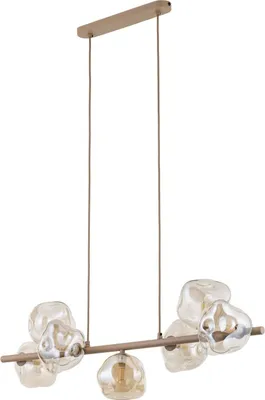 Produktbild von Hängeleuchte Metall Rauchglas H: max. 156 cm Beige Cognac G9 länglich Modern Pendelleuchte
