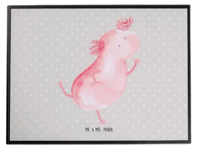 Produktbild von Mr. & Mrs. Panda schreibtischunterlage Axolotl Tanzen - Grau Pastell - Geschenk, Freudig, malunterlage, Schreibunterlage, Schwanzlurch, schreibtischunterlagen, tischpad