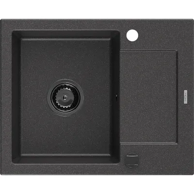 Obrázek produktu pro Mexen Enzo 1-miskový granitový dřez s odkapávačem 576 x 465 mm, Skvrnitá černá, sifon Černá - 6506571005-76-B