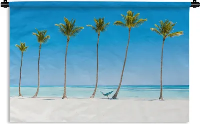 Produktbild von MuchoWow® Wandteppich Wandbehang Meer - Palmen - Hängematte 90x60 cm Tapisserie Dekoration Wandtuch - Wandskulpturen - Bildteppich