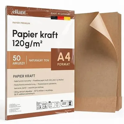 Zdjęcie produktu dla Papier kraft A4 120 g/m² brązowy do scrapbookingu 50 arkuszy