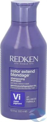 A bottle of Redken Color Extend Blondage Shampoo.