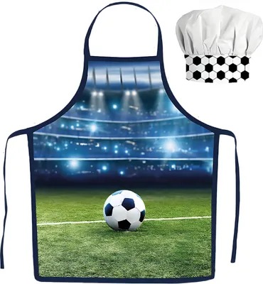 Produktbild von Kinderschürze mit Kochmütze Fußballstadion