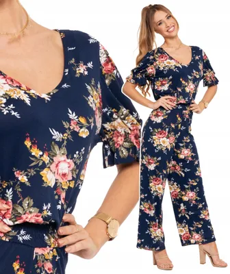 Produktbild von Damen Overall - Sommer Overall Größe S (36) - Blumenmuster Overall Bunt - elegante Damenmode